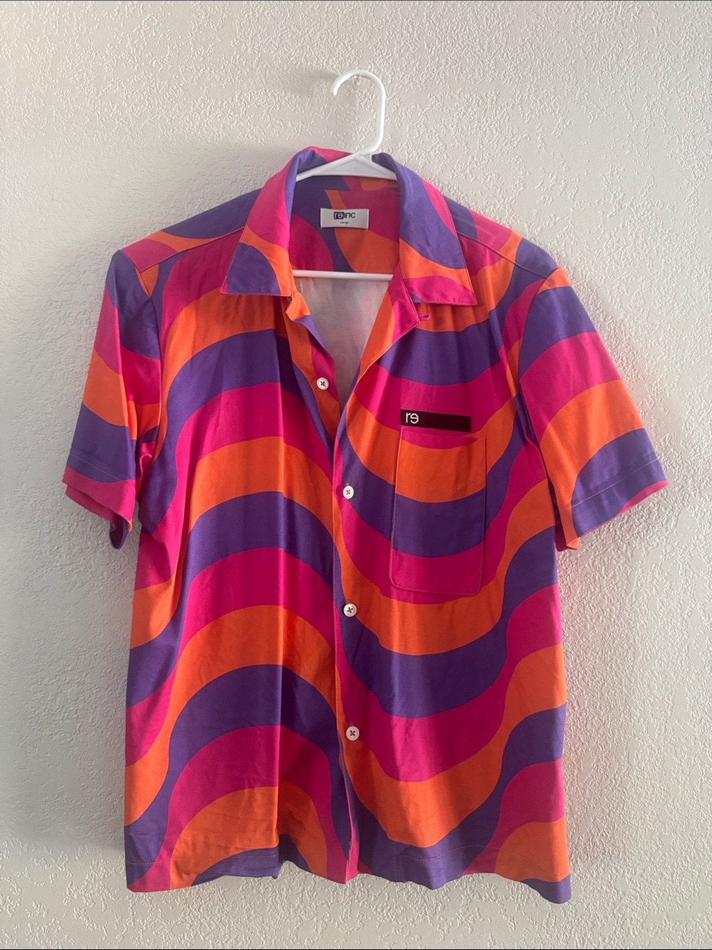 Pink Orange Purple WavePrint Button Shirt